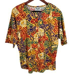 NEW NWOT Vintage 80s 90s Box Office Womens Sz Small Wearable Art Shirt Top